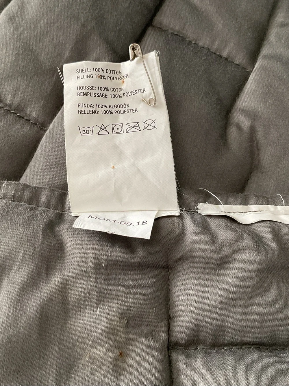 Crate & Barrel Palazzo Grey Quilted KING Comforter